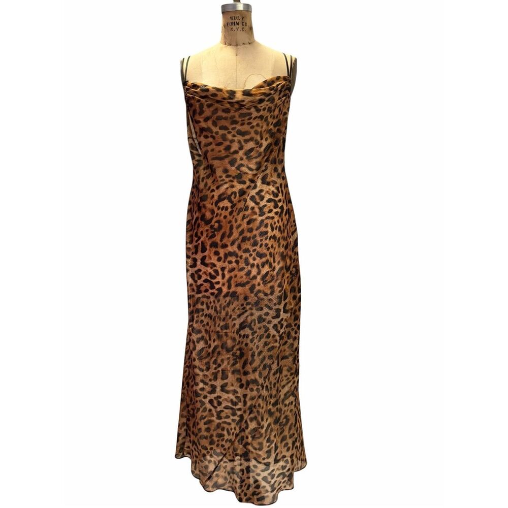 Victoria Secret Leopard Print Slip Dress - Brown & Black Size L